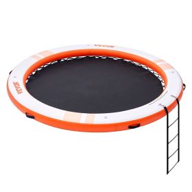 VEVOR Inflatable Floating Dock, √∏8FT Inflatable Dock Platform with √∏5FT Trampoline Mesh Pool, Non-Slip Floating Platform Water Mat with Portable Bag
