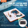 VEVOR Inflatable Floating Dock, 10x10FT Inflatable Dock Platform with 4*7FT Trampoline Mesh Pool, Non-Slip Floating Platform Water Mat with Portable B