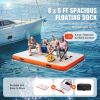 VEVOR Inflatable Floating Dock, 8 x 5FT Inflatable Dock Platform, Non-Slip Water Floating Dock Mat with Portable Carrying Bag & Detachable Ladder, Flo