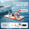 VEVOR Inflatable Floating Dock, 15 x 6FT Inflatable Dock Platform, Non-Slip Water Floating Dock Mat with Detachable Ladder & Portable Carrying Bag, Fl