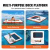 VEVOR Inflatable Floating Dock, 10x10FT Inflatable Dock Platform with 4*7FT Trampoline Mesh Pool, Non-Slip Floating Platform Water Mat with Portable B