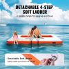VEVOR Inflatable Floating Dock, 10x10FT Inflatable Dock Platform with 4*7FT Trampoline Mesh Pool, Non-Slip Floating Platform Water Mat with Portable B
